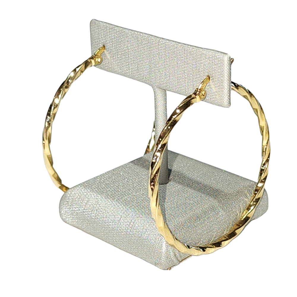 Fashion Bohemian Style 18K Gold Plated Twisted‎ Oil Drop Thin Big Hoop Earrings